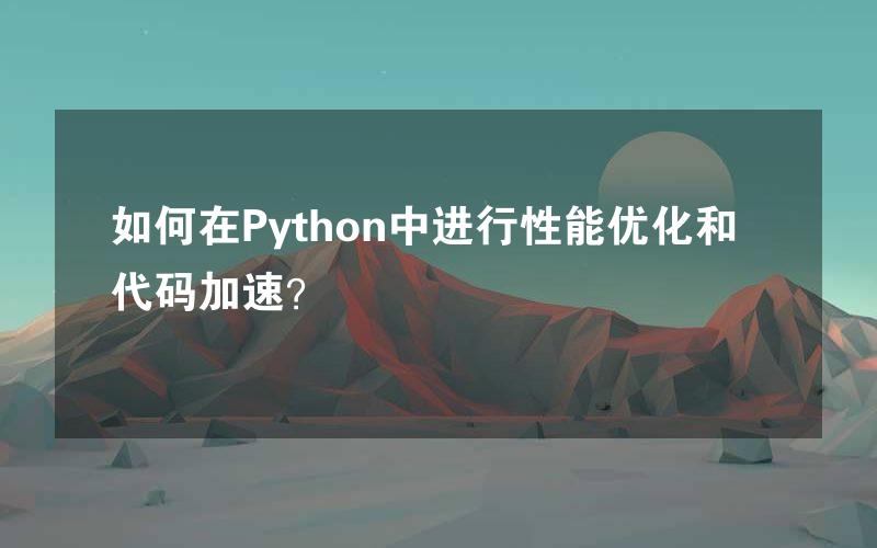 如何在Python中进行性能优化和代码加速？