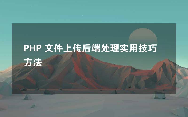 PHP 文件上传后端处理实用技巧方法